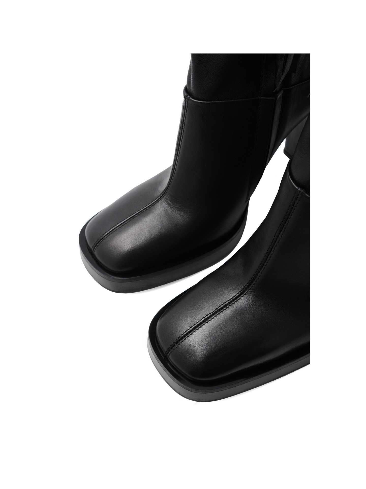 Mixed leather ankle boots