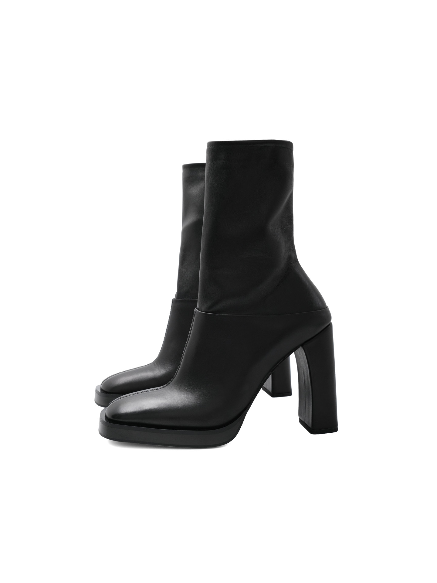 Mixed leather ankle boots