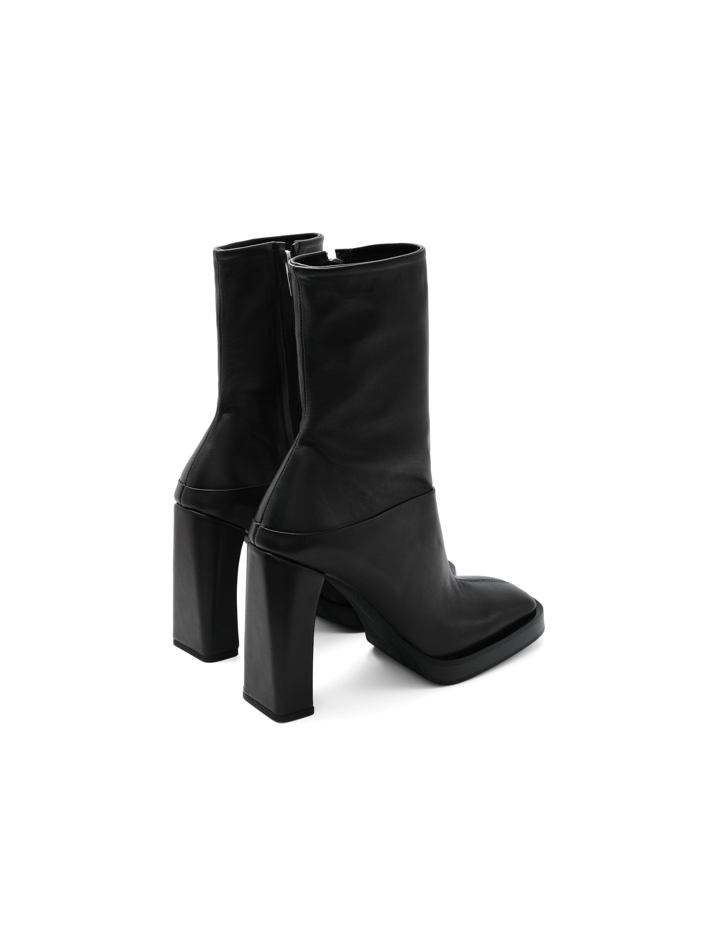 Mixed leather ankle boots