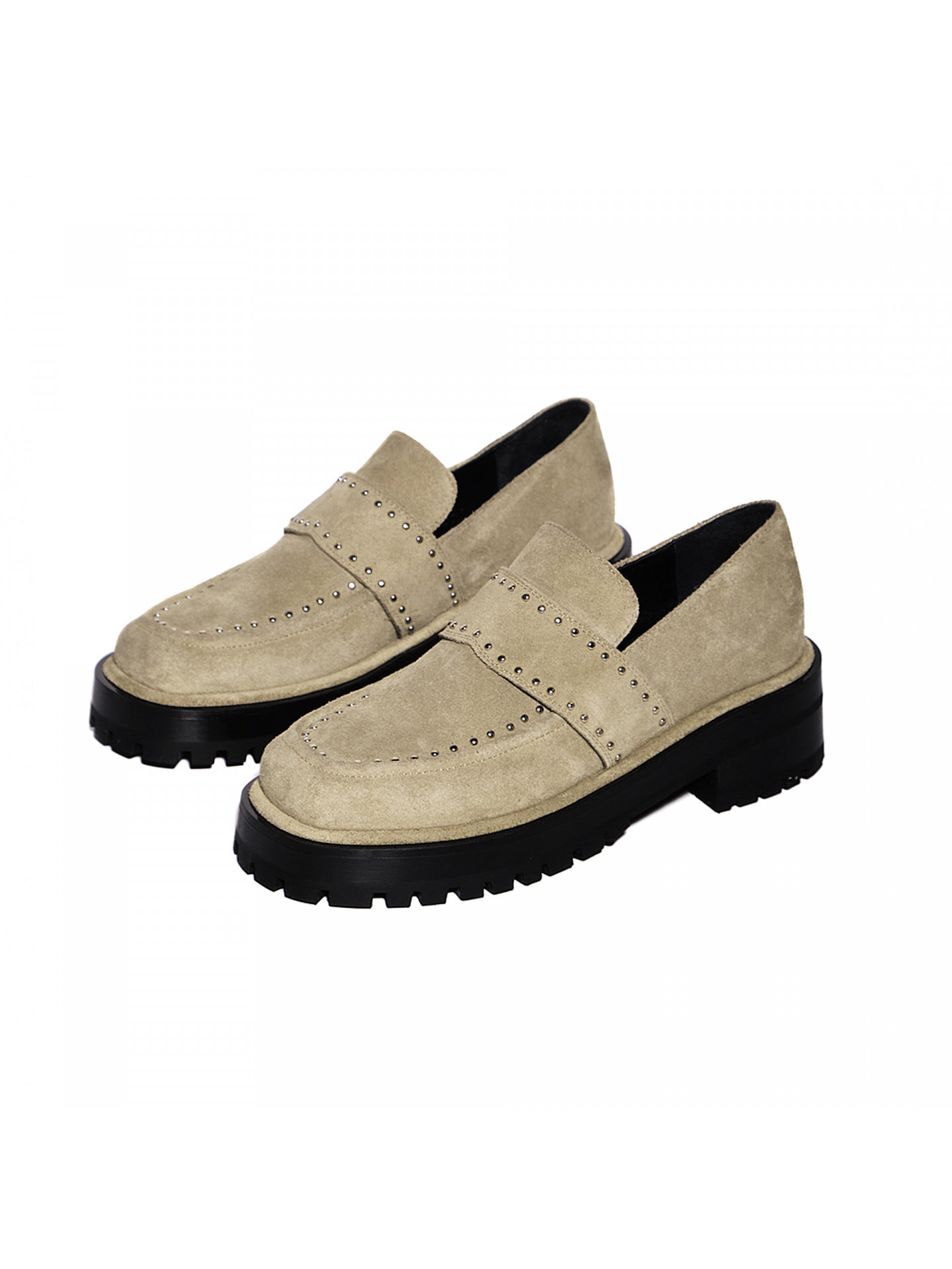 Rivets olive loafers