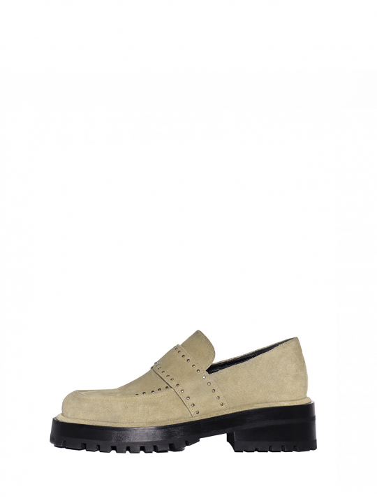 Rivets olive loafers