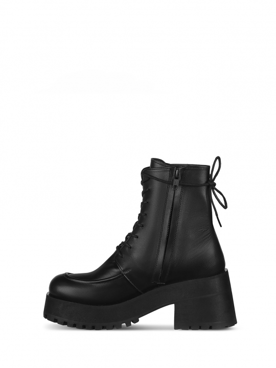 Black matte leather boots