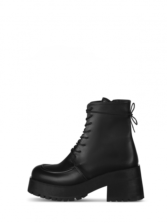 Black matte leather boots